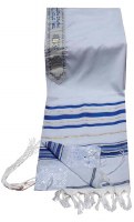 Tallis Acrylic Designed with Blue and Gold Stripes 24" x 72"