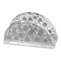 Crystal Napkin Holder Decorated with Silver Pomegranate Design