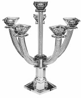 Crystal Candelabra 6 Branches Crushed Stones in Stems Square Base 14"
