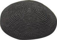 Black Cloth Thick Knitted Kippah Serugah 19cm