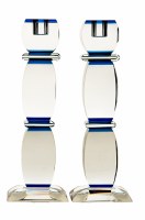 Crystal Candlesticks Accentuated with Deep Blue Accents