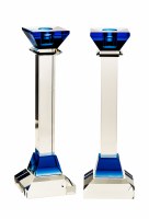 Crystal Candlesticks Blue Accent 10"