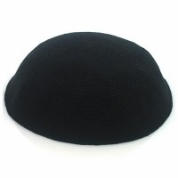 Black Fine Knitted Kippah Serugah 23cm