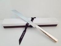 Hammered Challah Knife 925 Silver Plated Serrated Blade by Hazorfim