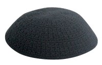 Black Thick Knitted Kippah Serugah 20cm