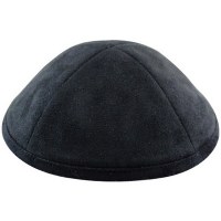 Black Ultra Suede Kippah with Rim 20cm