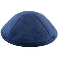 Blue Ultra Suede Kippah with Rim 20cm