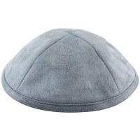 Dark Gray Ultra Suede Kippah with Pin Spot and Rim 19 Centimeters