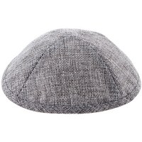 Dark Gray Linen Kippah with Pin Spot and Rim 19 Centimeters