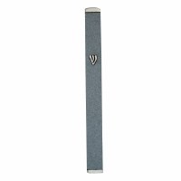 Mezuzah Aluminum Sand Finish Grey with Raised Shin