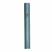 Mezuzah Aluminum Light Blue with Raised Shin Medium 15cm