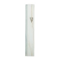Glass Mezuzah Case White and Gray Marble Look Designed with Gold Shin 15cm