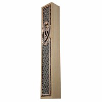 Mezuzah Wood with Copper Diamond Design Plate 15cm