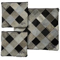 Tallis and Tefillin Bag 3 Piece Set Fur Square Design Grey Brown