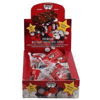 24 Packs of Parve Tricolor Chocolate Coins in Display Box – Nut free