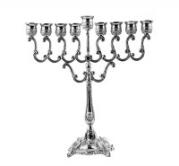 Silver Plated Oil Menorah Traditional Design 10"