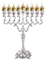 Jumbo Silver Plated Oil Menorah Classic Design