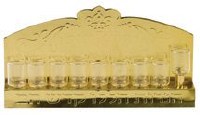 Tin Gold Wall Oil Menorah with Glass Cups