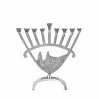 Candle Menorah Aluminum Ancient Jerusalem Design