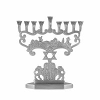 Candle Menorah Aluminum Judean Lions Design