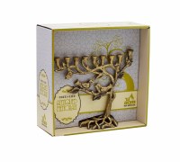 Candle Menorah Antique Tree of Life Gold Design 7.5"