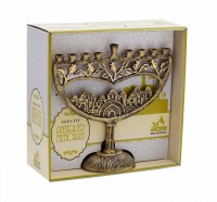 Candle Menorah Antique Old City Gold Design 8.5"