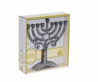 Candle Menorah Antique Star of David Silver Design 7.5"