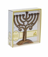 Candle Menorah Antique Star of David Gold Design 7.5"