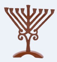 Candle Menorah Bronze Colored Arc Base Swirl Design 6.5"