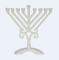 Candle Menorah White Colored Arc Base with Swirl Design 6.5"