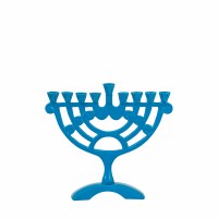 Candle Menorah Geometric Shape Design 6" Blue
