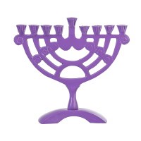 Candle Menorah Geometric Shape Design 6" Purple