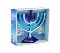 Candle Menorah Two Tone Blue 9"