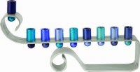 Yair Emanuel Hanukkah Candle Menorah Curl Anodized Aluminum Blue