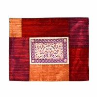 Yair Emanuel Judaica Patched Embroidered Challah Cover Shades of Red Papercut