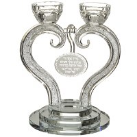 Crystal Candlesticks Heart Shaped 7"