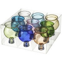 Round Glass Oil Cups Assorted Colors 9 Pack 2.125" H