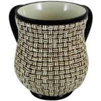 Polyresin Beige and Black Washing Cup Woven Design
