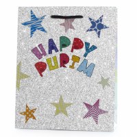 Luxury Holographic Purim Paper Bag Stars Design Medium Size