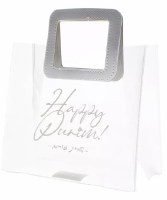 Clear Purim Gift Bag White Handle 11"
