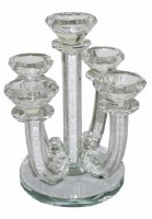 Crystal 5 Branch Candelabra Resting on Glass Surface