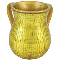 Gold  Polyresin Wash Cup with Tile Finish