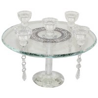 Five Branch Crystal Candelabra on Flat Pane