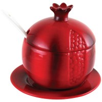 Red Honey Dish in Pomegranate Shape with Spoon
