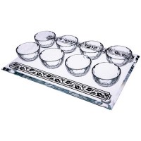 Crystal Simanim Dish with Pomegranate Design 14 inches