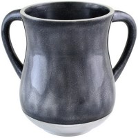 Aluminum Enamel Coated Washing Cup Two Tone Dark Grey and White Glitter Design