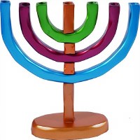Yair Emanuel Anodized Aluminum 7 Branches Menorah Multicolor