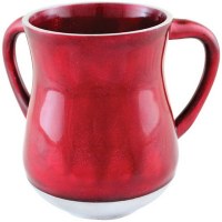 Aluminum Enamel Coated Washing Cup Two Tone Red and White Glitter Design