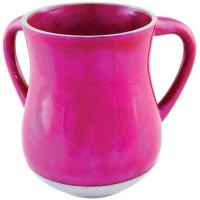 Aluminum Enamel Coated Washing Cup Two Tone Pink and White Glitter Design