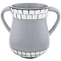 Gray Enamel Washing Cup with Mirror Tiles